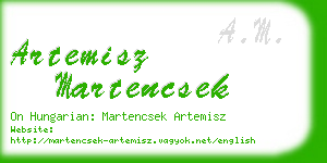 artemisz martencsek business card